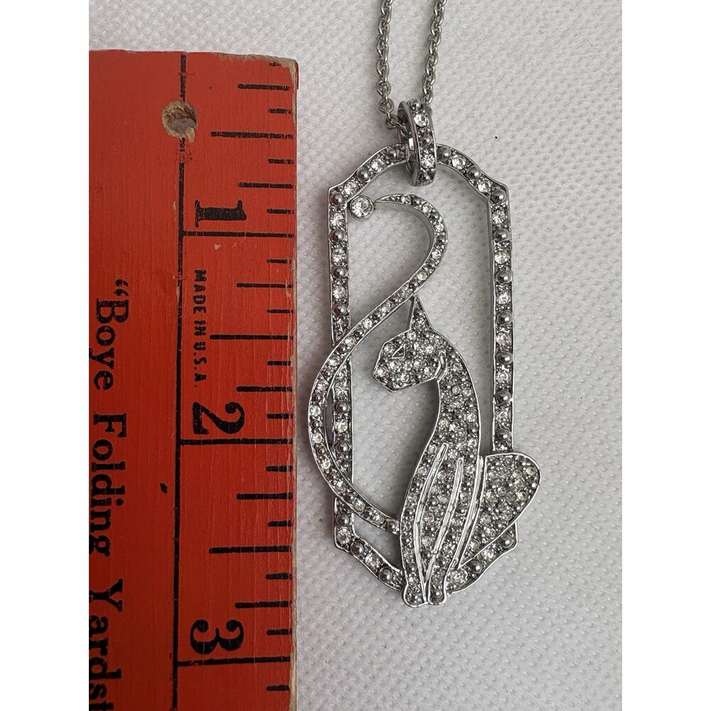 Vintage Y2K Silver Tone Baby Phat Cat Rhinestone Pendant On Chain Necklace NWT - Picture 6 of 6